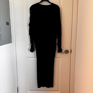 All Saints Black Knit Drop Waist with Button Feature Sleeves